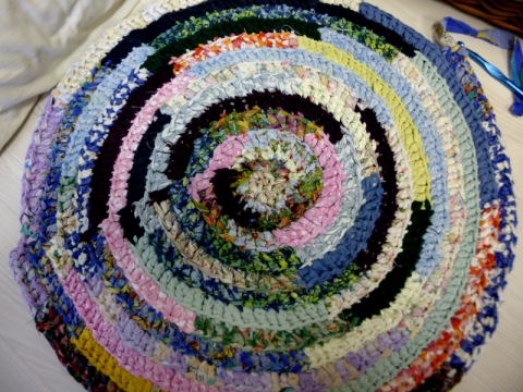 Small crocheted rag rug